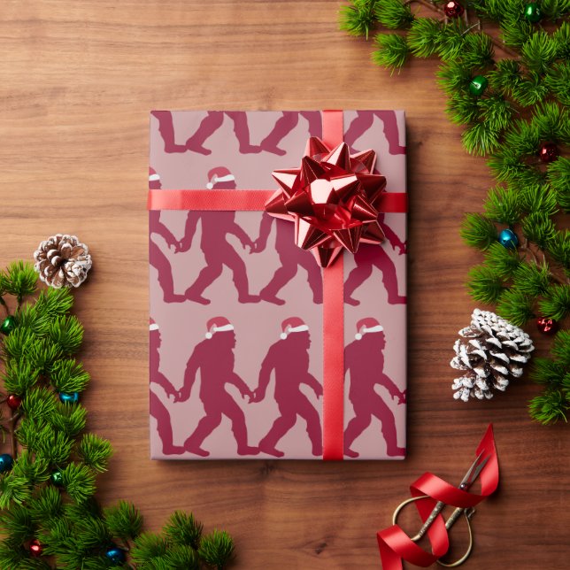 Fun & Whimsical Bigfoot in der Roten Weihnachtsman Geschenkpapier (Feiertagsgeschenk)