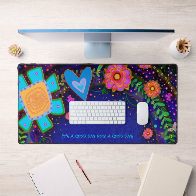 Fun Whimsical farbenfroh Blumenherz Personalisiert Schreibtischunterlage (Büro 1)