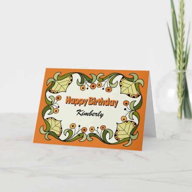 Fun whimsical Herbst Blume Power CC0261 Geburtstag Karte (Vorderseite)