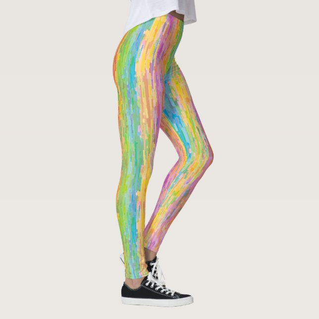 Fun Whimsical Rainbow Colors Stripes Art Pattern Leggings (Rechts)