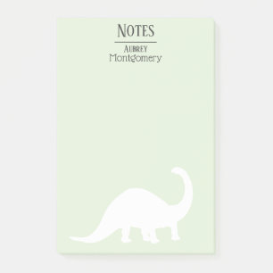 Fun White Brontosaurus Silhouette   PERSONALISIERT Post-it Klebezettel