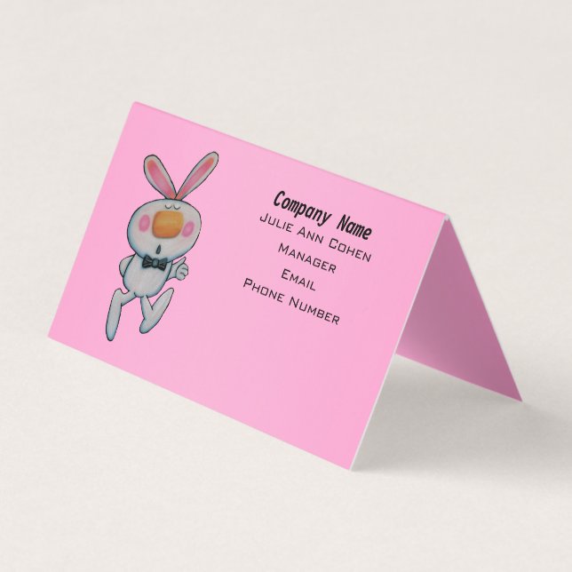 Fun White Bunny Rabbit taucht auf Sign Pink Visitenkarten (Vorderseite)
