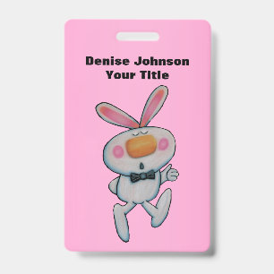 Fun White Bunny Thumbs Up Schild Krawatte Pink Ausweis