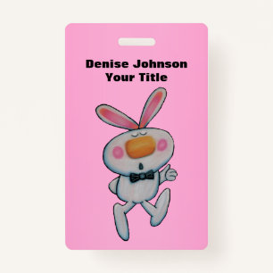 Fun White Bunny Thumbs Up Schild Krawatte Pink Ausweis
