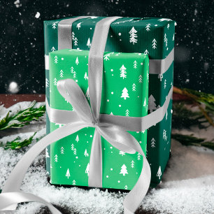Fun White Christmas Tree Muster Geschenkpapier Set