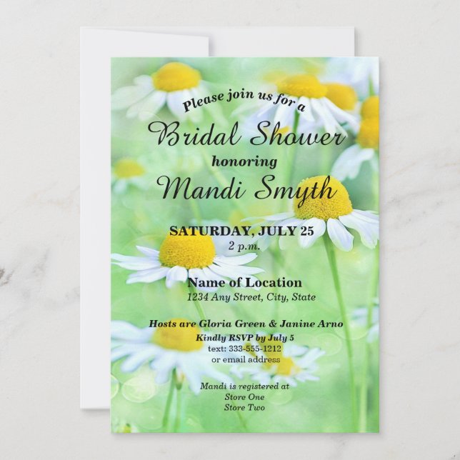 Fun White Daisers Contraste Fonts Invitation (Devant)