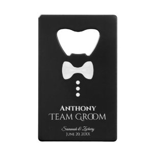 Fun White Krawatte Tuxedo Team Hochzeit Geldbeutel Flaschenöffner