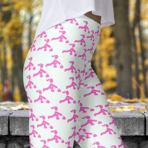 Fun White Mint und Pink Womens Curling Pattern Leggings
