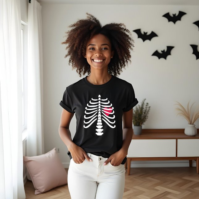 Fun White Skeleton Rib Knochen & Herz Halloween Tri-Blend Shirt (Fun White Skeleton Rib Bones & Heart Halloween Tri-Blend Shirt)