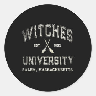Fun Wiccan WITCHES UNIVERSITY Salem Massachusetts Runder Aufkleber