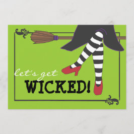Fun Wicked Witz on Broom Halloween-Party Einladung