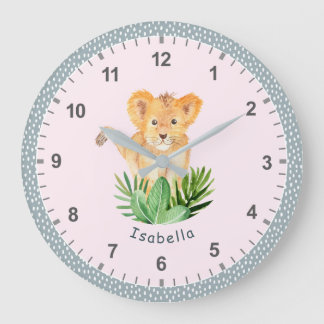 Fun Wild Animal Jungle Safari Kids Bedroom Decor Große Wanduhr