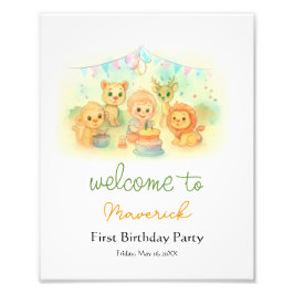 Fun Wild One Boy 1st Birthday Party Welcome Sign Fotodruck