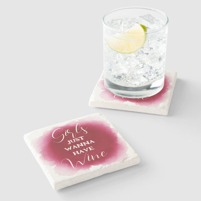 Fun Wine Lover Quote Elegantes Burgund Steinuntersetzer (Seitenansicht)