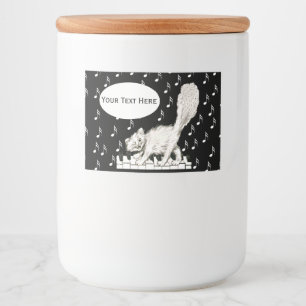 Fun Winking White Cat Piano Keys Musiknote Lebensmitteletikett