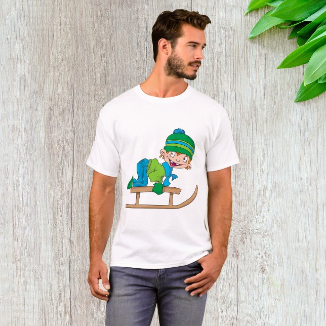 Fun Winter Rodelbahn Niedliches Schneeabenteuer T-Shirt (Von Creator hochgeladen)