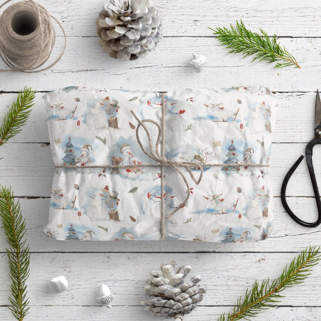 Fun Winter Snowman Kinder Cartoon Weihnachtsmuster Geschenkpapier (Von Creator hochgeladen)