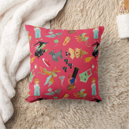 Fun Wizard of Oz on red children's design Kissen