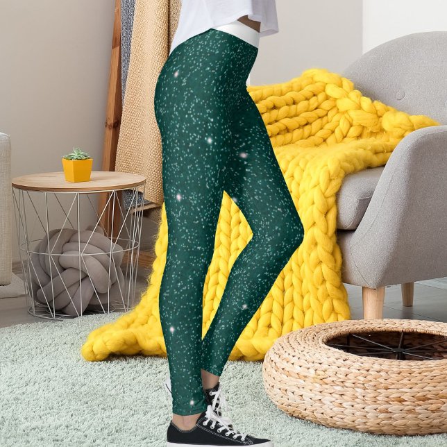 Fun Women White Green Blue Striped Sparkle Glitter Leggings (Von Creator hochgeladen)