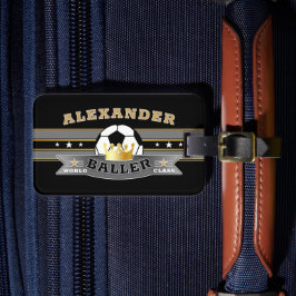 Fun World Class Baller mit FOOTBALL auf BLACK Gepäckanhänger