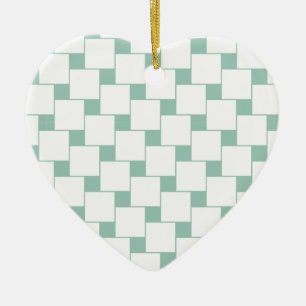 Fun Woven Squares Minze Green Keramikornament