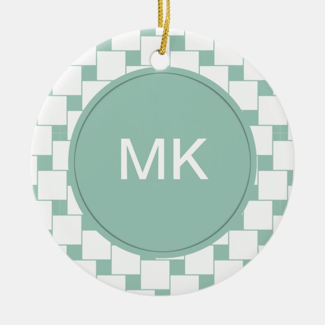 Fun Woven Squares Minze Green Keramikornament (Vorne)