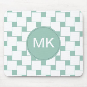 Fun Woven Squares Minze Green Mousepad