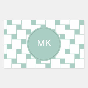 Fun Woven Squares Minze Green Rechteckiger Aufkleber