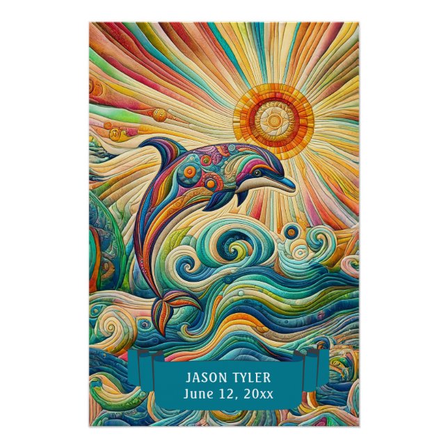 FUN WUNDERSCHÖNES, FARBIGES DOLPHIN, MEER UND SONN POSTER (Vorderseite)