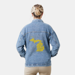 Fun Yellow and Navy Blue Staat in Michigan Cities Jeansjacke