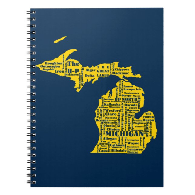 Fun Yellow and Navy Blue Staat in Michigan Cities Notizblock (Vorderseite)