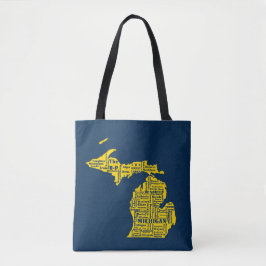 Fun Yellow and Navy Blue Staat in Michigan Cities Tasche