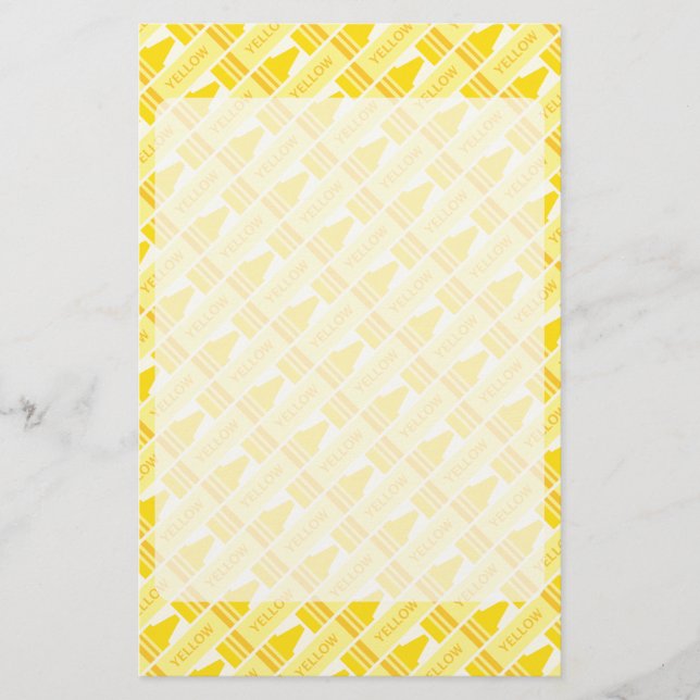 Fun Yellow Crayon Pattern Briefpapier (Vorderseite)