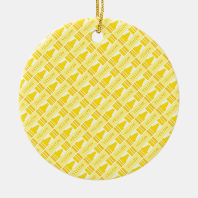 Fun Yellow Crayon Pattern Keramik Ornament (Vorne)