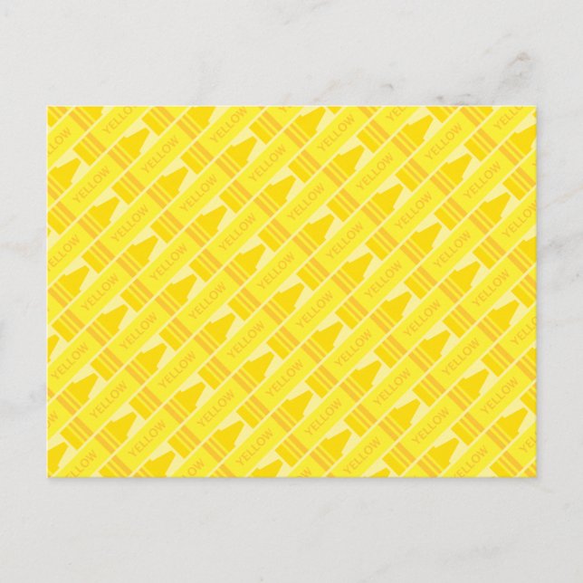 Fun Yellow Crayon Pattern Postkarte (Vorderseite)