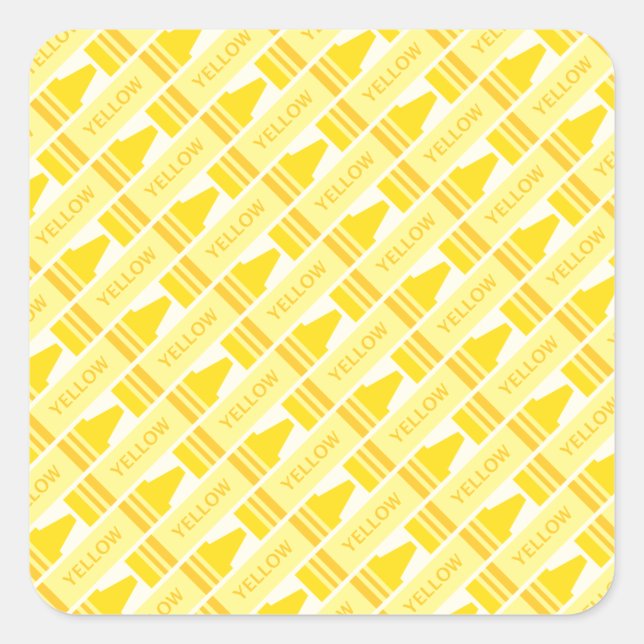 Fun Yellow Crayon Pattern Quadratischer Aufkleber (Vorderseite)