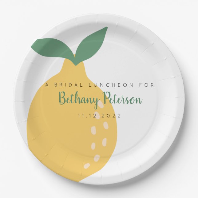 Fun Yellow Lemon Brautparty Luncheon Pappteller (Vorderseite)