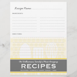 Fun Yellow Retro Style Rezept Binder Beilage