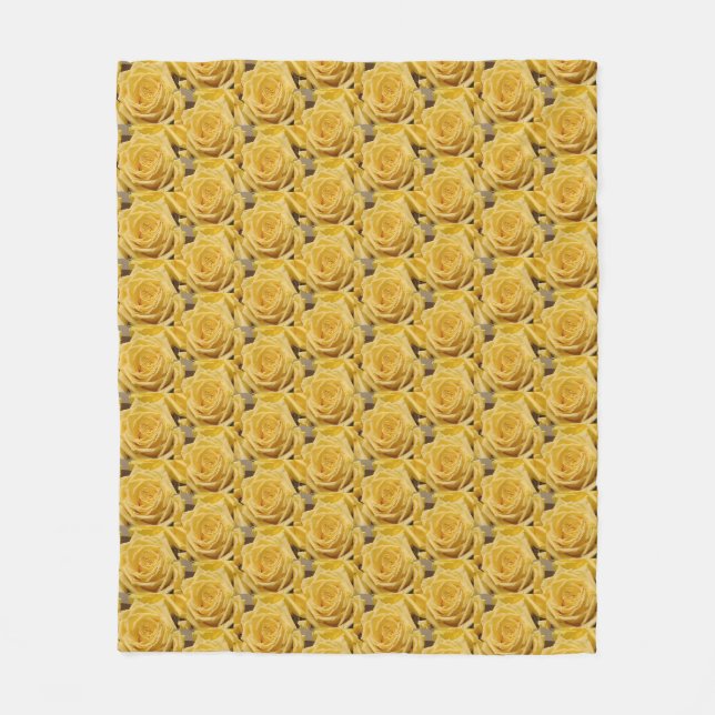 Fun Yellow Rose über das gesamte Muster Fleecedecke (Vorderseite)