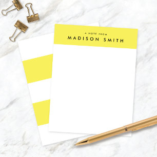 Fun Yellow Stripes Moderne Stationnote Cartes