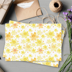 Fun Yellow Watercolor Daffodin & Dots Muster Seidenpapier
