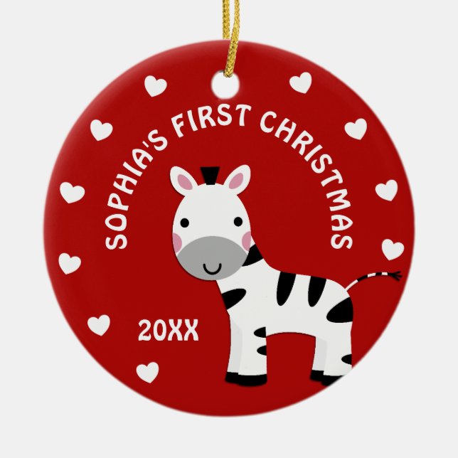 Fun Zebra Baby's 1. Weihnachtsgeschenkkreis Keramikornament (Vorne)