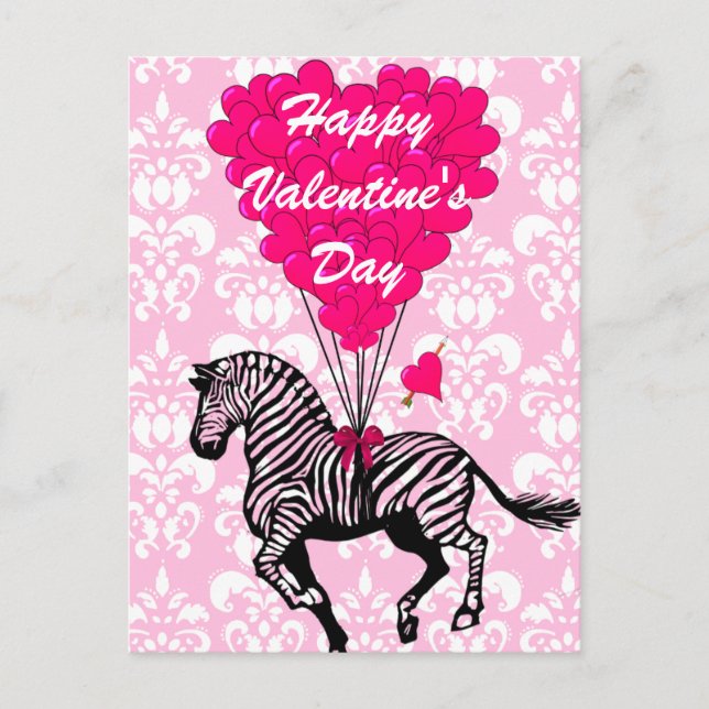 Fun zebra childrens Valentines Feiertagspostkarte (Vorderseite)