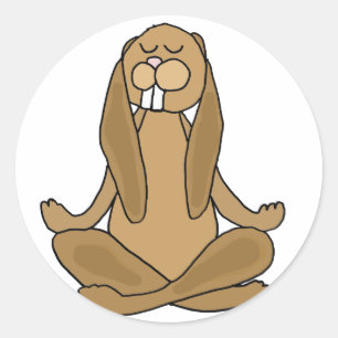 Fun Zen Bunny Rabbit in Yoga Pose Runder Aufkleber