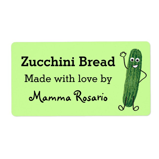 Fun Zucchini Pain Étiquette de boulangerie (Devant)