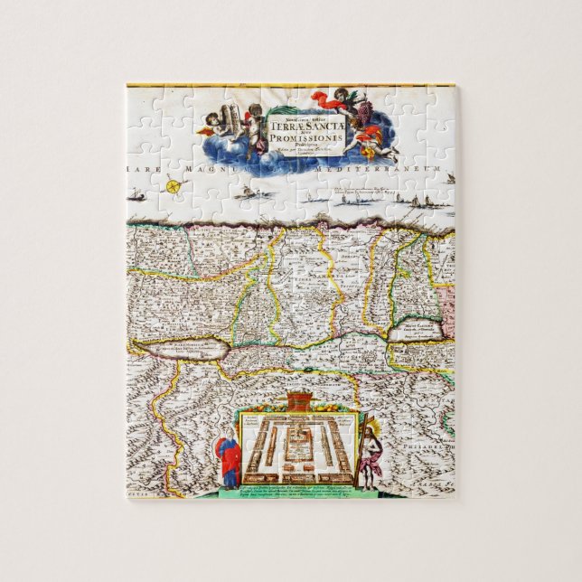 Funck Karte 1720 von Heiligem Land Israels (Vertikal)