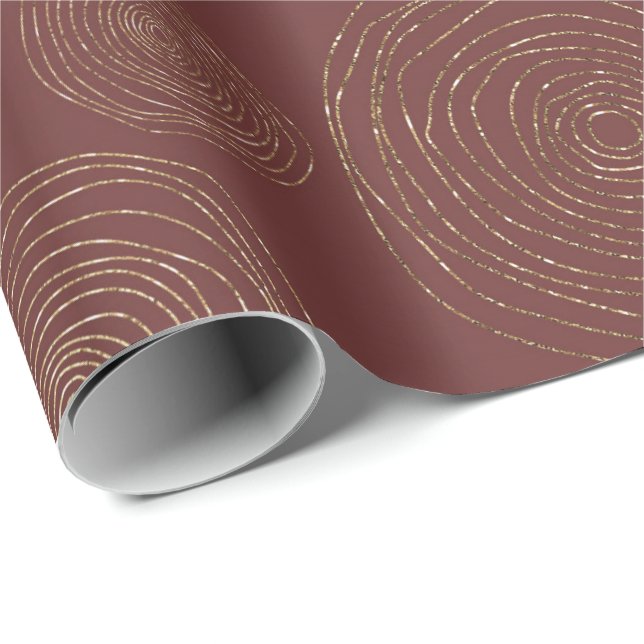 Funcky Spirale Golden Circles Burgund Maroon Geschenkpapier (Rolleneckpunkt)