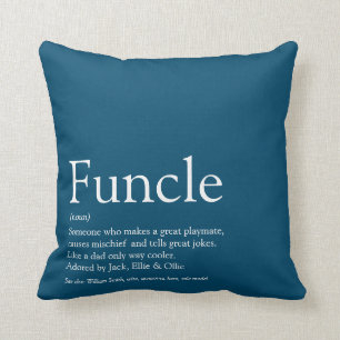 Funcle, Onkel Definition Modern Blau Lustig Kissen