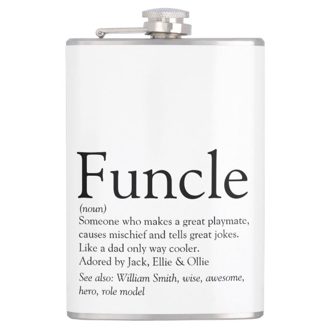 Funcle Uncle Funny Modern Definition Sprichwort Flachmann (Vorderseite)