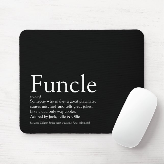Functional Uncle Fun Cool Moderne Schwarz und Weiß Mousepad (Mit Mouse)